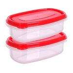 HOMESHOPA Plastic Food Storage Containers, 700ml 2 Pack Rectangular Leakproof Airtight BPA-Free Reusable & Stackable Meal Prep Lunch Boxes, Microwave Freezer & Dishwasher Safe