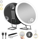 saiggnyy 5X10X20X30X 3-Color Lighted Magnifying Mirror (Black, 20X)