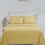 Clara Clark Premier 1800 Collection Deluxe Microfiber 3-Line Bed Sheet Set, King, Custard Mellow Yellow