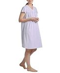 Miss Elaine Women's Seersucker Short Sleeve Short Gown Lavender, Lavender, XL