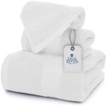 DAN RIVER 100% Luxurious Cotton Bath Towels Set - Premium Quality Pack of 3 - Ultimate Comfort and Absorbency for Bathroom, Luxury Bath Towels Set for Home & Spa (27" x 54"), White
