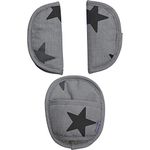 Dooky Car Seat Belt Pads, Harness Strap Pads for Baby's Protection, Universal Size Suitable for 3- and 5-Point Belt System, Group 0+ yrs, 3-Piece Set (2 Shoulder Pads, 1 Crosspiece), Grey Stars