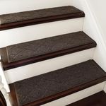 COSY HOMEER Edging Stair Treads Non-Slip 22 x 70cm(15PCS), Indoor Carpet Treads for Stairs, Stair Carpet Treads for Kids Elders and Dogs, Machine Washable, 100% Polyester, TPE Backing, Brown