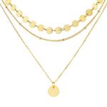 LOLIAS 3Pcs Gold Necklaces for Women 18K Gold Layered Necklace Gold Women's Pendant Disc Coin Necklace Choker Chain Necklace Boho Necklaces Jewellery Set Adjustable