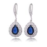 CZ Teardrop Earrings for Women - Sterling Silver Bridal Pear Shape Cubic Zirconia Crystal Rhinestone Fishhook Dangle Drop Earrings for Bride Bridesmaids Wedding Party Prom Fashion Costume Jewelry, 水晶,