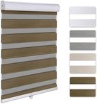 YOOFEN Horizontal Window Blinds Dual Layer Zebra Roller Shades for Windows Cordless Day Night Blinds Custom That Can Be Upgraded to Motorized Light Filtering Sheer Shades for Home.Coffee,Any Size