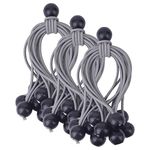 DEDC 50PCS Bungee Balls Grey 6inch, Marquee Toggles Heavy Duty, Tarp Bungee Cords, Canopy Tarp Tie-Downs Straps, Elastic Ties for Pavilions Camping Tents Cargo Tarpaulins Banner