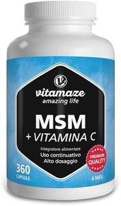 Vitamaze® MSM Integratore Capelli e Ossa + Vitamina C, 360 Capsule di Metilsulfonilmetano per 6 Mesi (MSM Polvere Puro al 99,9%), Qualità Tedesca, Integratore senza Additivi non Necessari