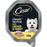 Cesar Classics Terrine Adult Wet Dog Food, Chicken and Turkey in Jelly, 14 x 150 g Trays