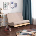 Panana Comfy Wooden Futon Set Metro Futon Sofa Bed Frame Guest Sofa Bed Folding Mattress for Children Teenagers Adults