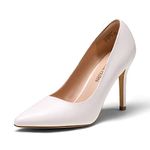 DREAM PAIRS Women's White Pu High Heel Pump Shoes - 8.5 M US