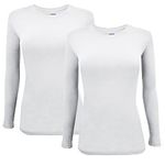 Natural Uniforms Women's Under Scrub Tee Crew Neck Long Sleeve T-Shirt, Z-2pk-wht/Wht, M