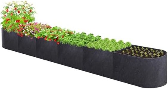 POILKMNI 12x2x1ft Oval Fabric Raised Garden Bed - Outdoor Planter Box Non-Woven Fabric Patio Planting Bed Garden Grow Bed Bag for Growing Herbs, Flowers and Vegetables