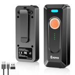 Eyoyo Portable 2D Bluetooth Barcode Scanner with Clip, 2000mAh Battery with Level Indicator, Wireless Mini 1D QR Bar Code Reader Compatible with Android, iPad, iPhone for Warehouse Inventory