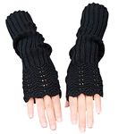 Novawo Scale Design Winter Warm Fingerless Gloves Knitted Long Arm Warmers for Women