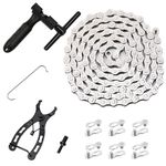 Bike Chain Kit, Multi-Function Bike Mechanic Repair Kit, Chain Breaker and Bike Link Plier with Hook, 1/2Ãƒâ€”3/32 Inch 116 Links with 6 Pairs Bicycle Buckle for 6/7/8 Speed Bicycle, Reusable