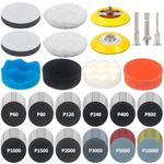 Pomsare 133pcs Sanding Discs Car Polishing Pads Kit for Drill, 75mm Wet and Dry Sandpaper 60-10000 Grits, Car Headlight Restoration Kit, Drill Sanding Attachments Buffing Pads for Auto, Wood and Metal