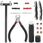 Rustark 17Pcs Archery Bow String Tool Accessories Assortment Kit Including Archery Nocking Buckle Pliers, Bow String Nocking Point, T Shape Bow Square Ruler, Wax, Bow String Silencer, Finger Protector