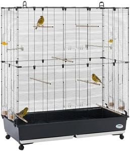 Ferplast Bird Cage Aviary PLANETA LARGE Large Cage for Birds, Canaries, Budgies, Finches, Loverbirds, Metal, Accessories Included Rotating Feeders Perches Wheels, 118 x 59 x h 135 cm.