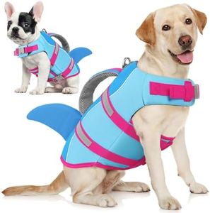 AOFITEE Dog Life Jacket Large, Shark Dog Life Vest for Swimming Boating, High Flotation Reflective Dogs Swimming Vest Lifesaver with Rescue Handle, Pet Swimsuit for Small Medium Large Dogs, L