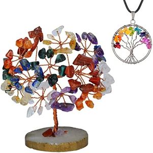 Chakra Tree of Life - Crystal Tree - Crystals and Stones - 7 Chakra Crystals - Aesthetic Room Decor - Feng Shui Money Tree - Home Office Decor - Spiritual Gifts for Women