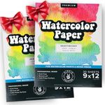 Watercolor Paper Pad 2 Pack for Water Color Paper White Heavy 140 lb Cold Pressed for Paint and Markers Pens and Artists Watercoloring Painting Sketchbook Bulk Sketch Book 9" x 12" - 30 Large Sheets