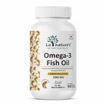 LA NATURE'S Omega-3 Fish Oil 60 Capsules- 1000mg, High-Potency 180mg EPA & 120mg DHA Lemon-Flavored Softgels for Heart, Brain, Joints, Eyes, and Skin Essential Omega-3 Fatty Acids for Men and Women