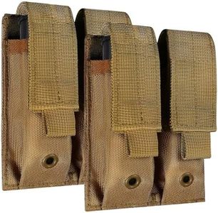 ELVO Pistol Magazine Holster, Double 9mm Mag Pouch, Open-Top Dual Magazine Holder for Tactical Belt, Molle Compatible (Coyote Brown 2 Pack)