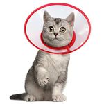 Vivifying Pet Cone, Adjustable Cat Cone, 5.8-8Inches Lightweight Elizabethan Collar for Puppies, Small Dogs and Cats (Red)