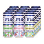 LOVEAU Sparkling Water - Infused with Real Fruit- Mixed Pack- 12 x 330ml Cans- Unsweetened. Zero Calories, NO Sugar or Sweeteners. 100% Natural