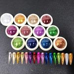 Rubyface Mirror Chrome Nail Powder Set - 12 Colors Metallic Holographic Chrome Nail Powder Purple Green Red Rose Gold Nail Chrome Powder for Gel Nails Manicure Nail Art Chrome Powder Gifts for Women