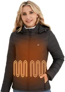 Vestego Heated Jackets for Women, Lightweight Electric Heated Jacket with 12V 20000mAh Battery Pack, 6 Heating Zones, Black XXL