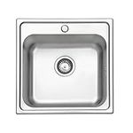 JASSFERRY Drop-in Kitchen Sink Stainless Steel Single Square Bowl for Campervan RV with Pre-drilled Tap Hole 500 x 500 MM