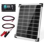 Solar Panel 20W 12V Monocrystalline Waterproof Solar Panel Kit with 10A Charger Controller for RV Trailer Car Rooftop Farm Battery and Other Off-Grid Applications