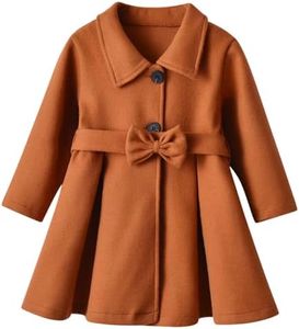 Yimoon Toddler Baby Girls Wool Blend Coat Long Sleeve Buttons Dress Coat Fall Winter Jacket Clothes(Brown-2T)