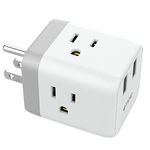 TROND Multi Plug Outlet Extender, 3 Outlets Splitter 2 USB Chargers, Wall Plug Expander, Cruise Ship Travel Essentials, Small Multiple Outlet Extension Plug Adapter for Home Office, Dorm Room, White