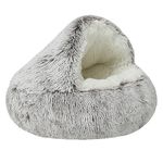 CCSYUS Calming Dog Bed Cat Bed Plush Puppy Cave Bed Kitten Bed Fluffy Small Dog Bed Indoor Donut Cat Sleeping Bag Washable Pet Bed Cushion 50cm