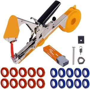 ZFYOUNG Plant Tying Machine Taper Tool Garden Plant Tape Tool for Grapes, Raspberries, Tomatoes and Vining Vegetables, Comes with 21Rolls of Tapes and 1 Box of Staple (Yellow)