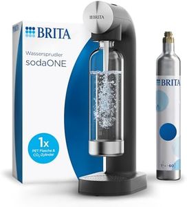 BRITA Wassersprudler sodaONE (schwarz) inkl. CO₂-Zylinder und BPA-freier PET-Flasche | Macht aus Trinkwasser spritziges Sprudelwasser (bis zu 60l pro Zylinder) – Trinkwassersprudler für zuhause