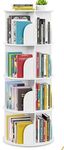 Aesthetic decor Rotating Book Rack Wooden Book Shelf Size 50 inch Hight * 18inch Wide White Hand Painted (Medium)