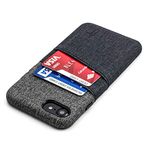 Dockem M2 Wallet Case for iPhone SE 3 (2022), SE 2 (2020) & iPhone 8/7 with Metal Plate for Magnetic Mounting & 2 Card Holder Slots (Luxe M2, Black & Grey)