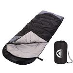 Sleeping Bag 3 Seasons (Summer, Spring, Fall) Warm & Cool Weather - Lightweight,Waterproof Indoor & Outdoor Use for Kids, Teens & Adults for Camping Hiking, Backpacking and Survival (Black Grey)