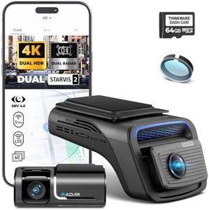 Thinkware 4K Dual Dash Cam, U3000 PRO Front & Rear with Sony STARVIS 2, Radar Parking, Super Night Vision 4.0, Wi‑Fi, GPS