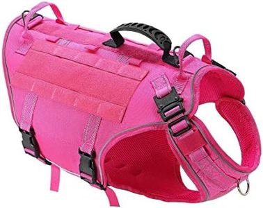 PET ARTIST Reflective Tactical Dog Vest Harness with 3X Handle & 2X Leash Clip -Military Vest Harness for German Shepherd/Husky/Pyrenean Mountain Dog - Adjustable Pet Harness for Large Dogs,Pink,M