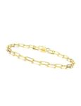 14K Gold Bracelet for Women 4mm Diamond-Cut Paperclip Chain Bracelet for Men 9 Inch