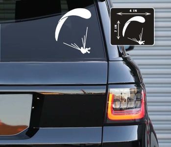 Printbeat Man Paragliding Vinyl Decals Stickers for Cars, Vans, Trucks, and laptops (White 7x4)