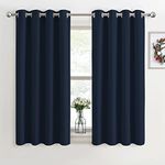 PONY DANCE Navy Blue Blackout Curtains 54 Drop Eyelet Curtains for Bedroom, Living Room Small Window Treatment Curtains & Drapes Thermal Insulated Curtains, 2 Panels, W 46 inch by L 54 inch, Navy