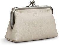 Genuine Leather Triple Frame Aubrey Purse by Yoshi (Warm Grey)