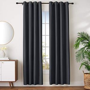 Amazon Basics Room Darkening Blackout Window Curtains with Grommets - 107 x 244 cm, Black, 2 Panels