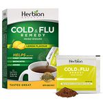 Herbion Natural Cold & Flu Remedy Herbal Granules with Natural Lemon Flavour, 10 count sachets - Helps Relieve Cough and Chest Congestion